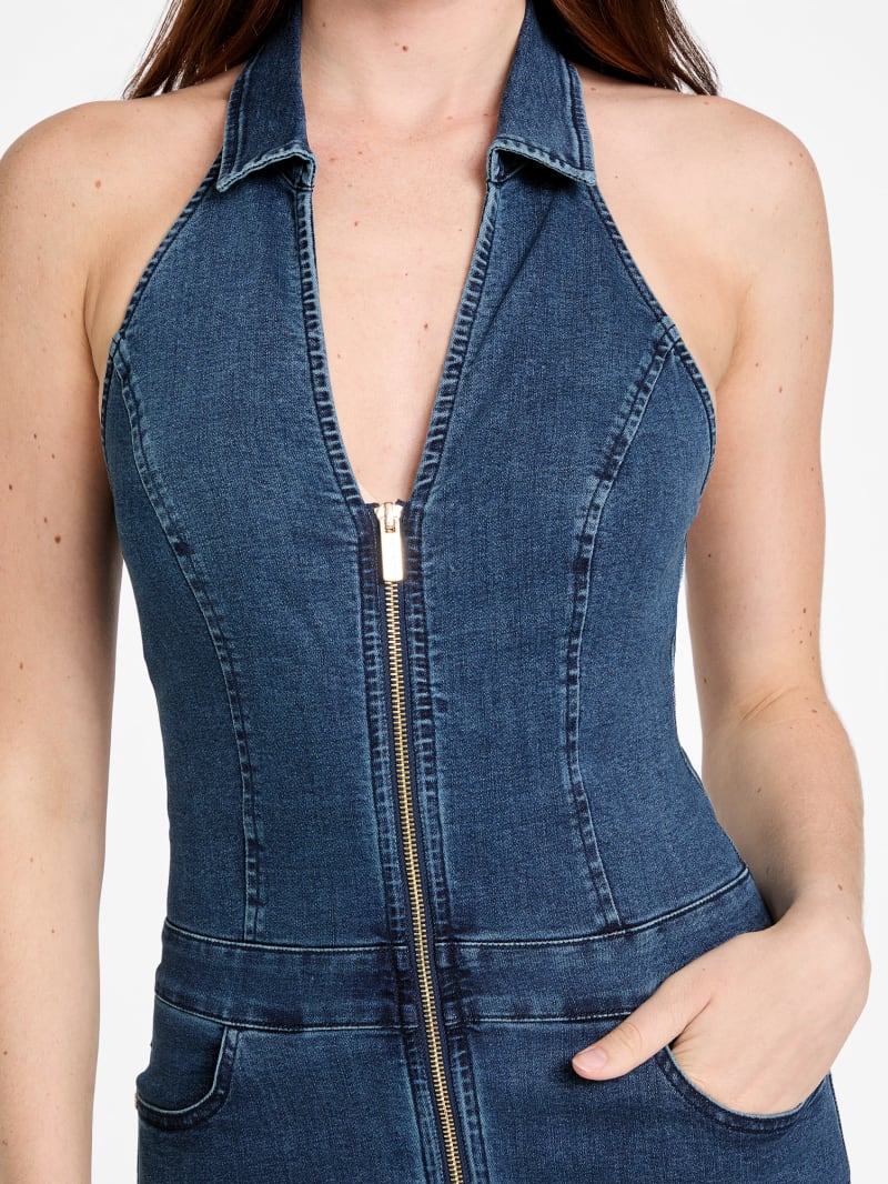 Eco Layna Wide-Leg Denim Jumpsuit | GUESS Factory