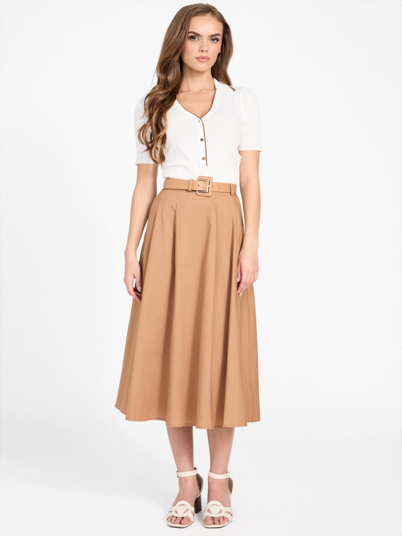 ★2025SS新作★GROVE★MADISON CHECK SKIRT-PANTS Pat Belted Maxi Skirt | Marciano Ca