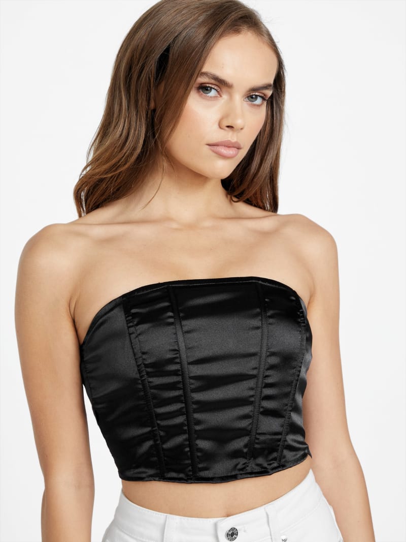 Karly Satin Strapless Top | GUESS Factory