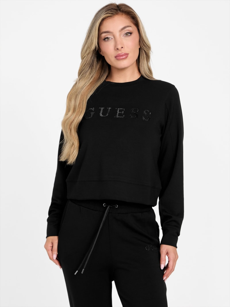 authentic LOGO CREWNECK sweat ブラック　XL 美品 Authentic Logo Crewneck Sweatshirt | GUESS