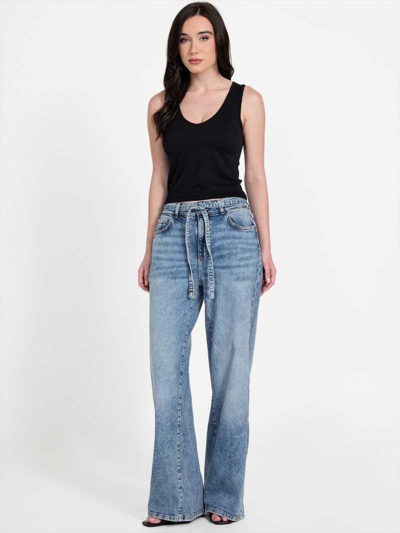 【SATIIIZ】Tense Steady Wide Denim Pants Super wide leg jeans with elasticated waist | Alcott