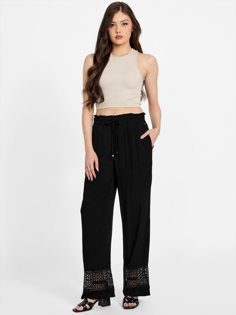 グレスコ ALWAYS OUT OF STOCK PANTS BLACK Allison Gauze Palazzo Pants | GUESS Factory