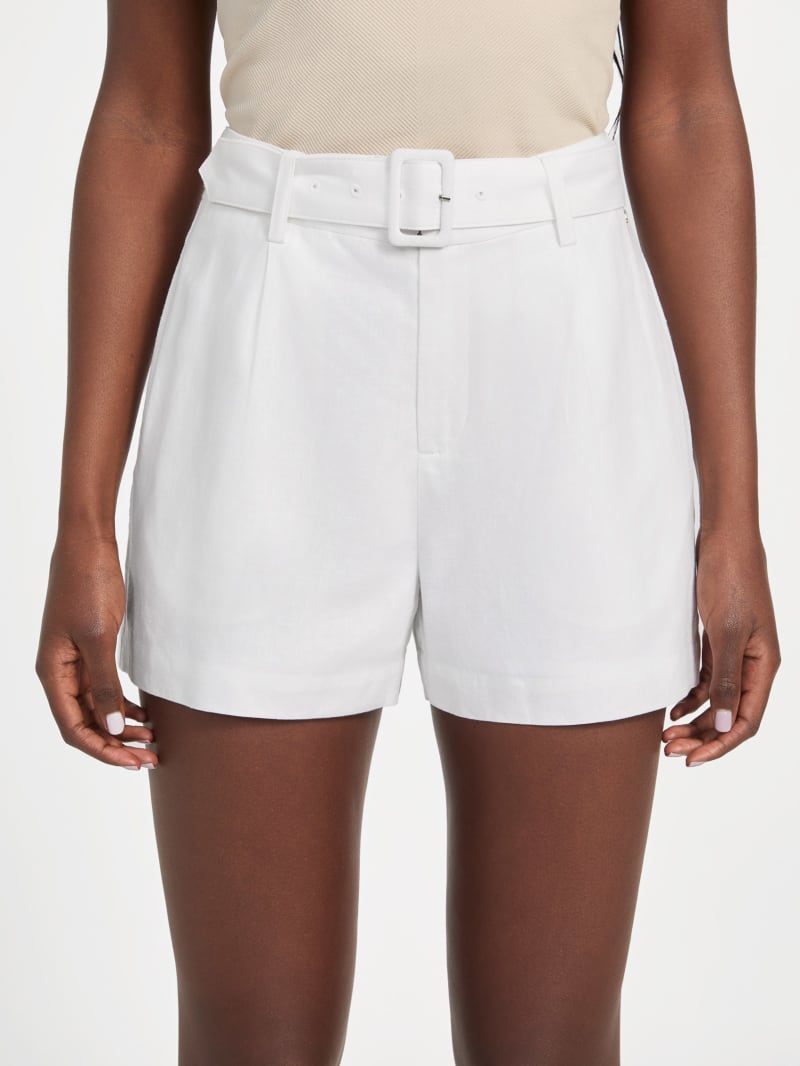 ショートパンツ OFF WHITE Women Shorts  Burmudas OWCS002F23FAB001 1000 BLAC Jenna Linen-Blend Shorts | GUESS Factory