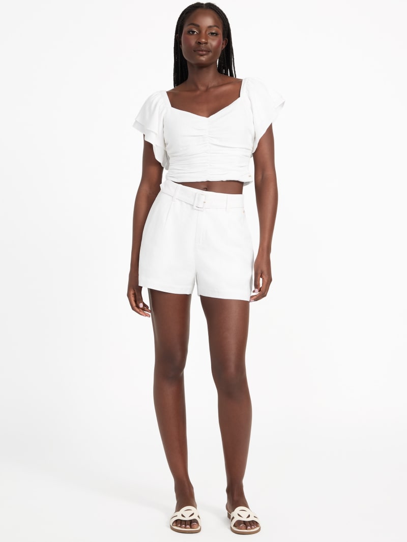 Aiko Ruffle Crop Top | GUESS Factory