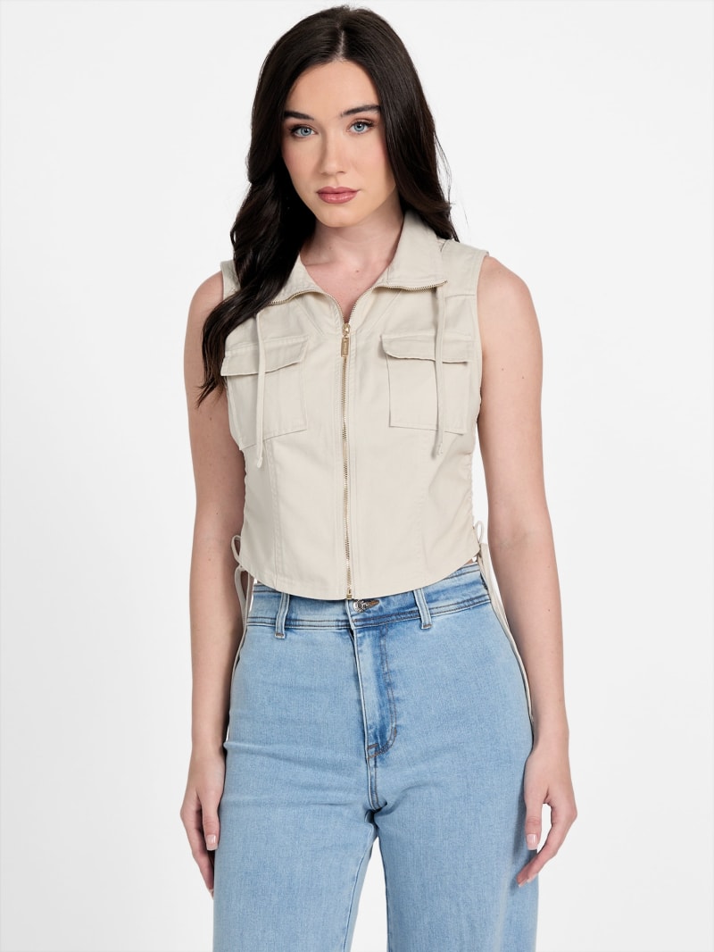 Niecy Twill Vest | GUESS Factory