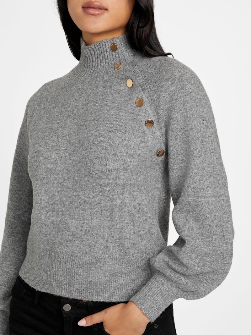 Angela Asymmetrical Button Sweater | GUESS Factory