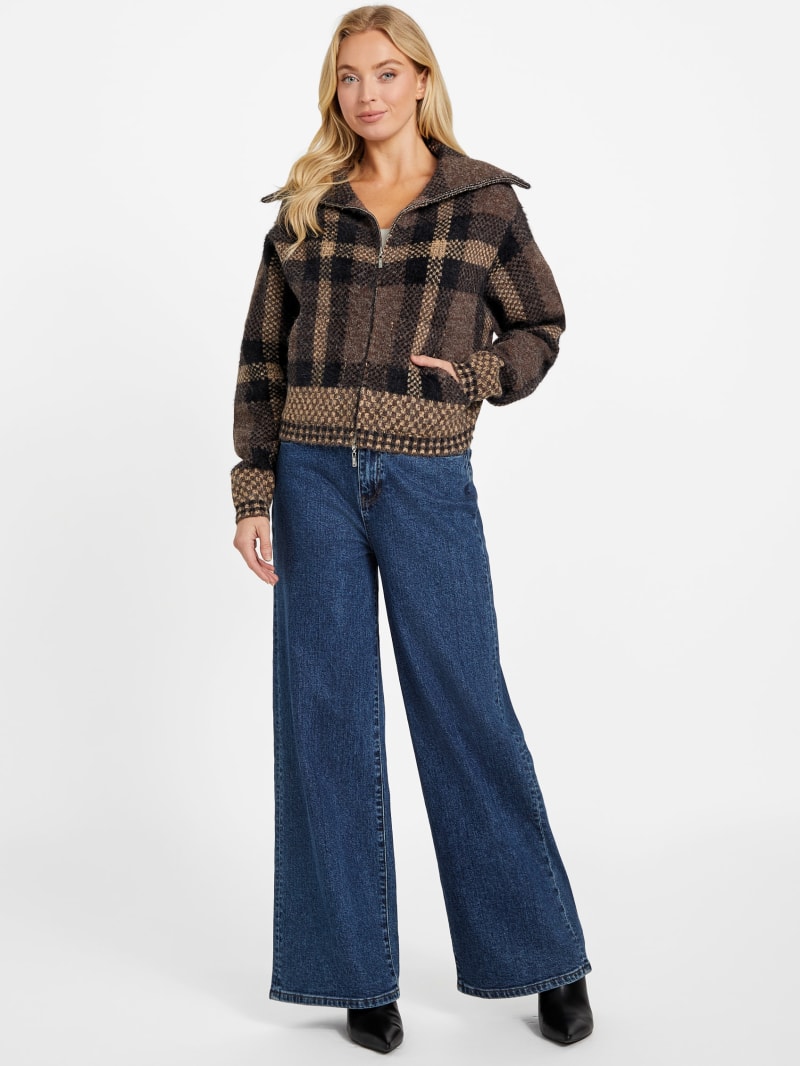 Liana Plaid Sweater Cardigan | GUESS Factory