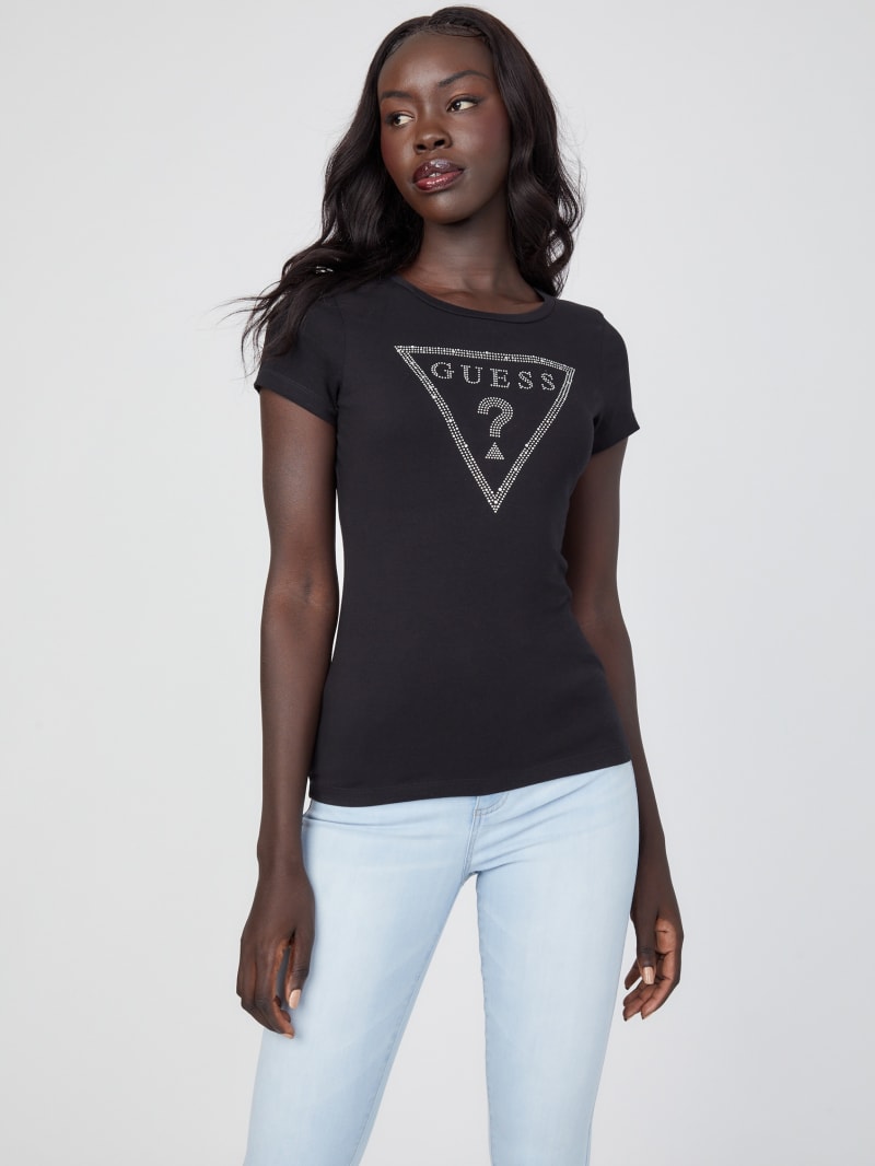 Eco Cathy Rhinestone Logo Tee | GUESS Factory