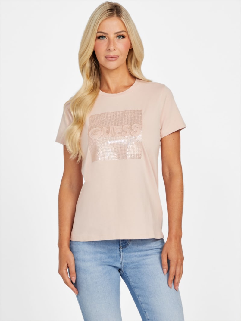 T-shirt Guess Rouge à Manches Longues - Logo En Strass - Taille 36/38 - Neuf Sans étiquettes