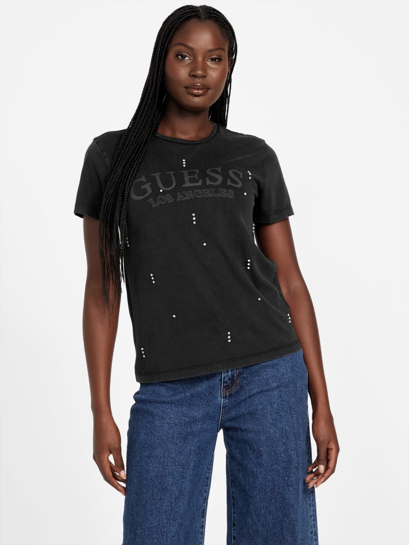 Wren Crewneck Rhinestone Tee | GUESS Factory