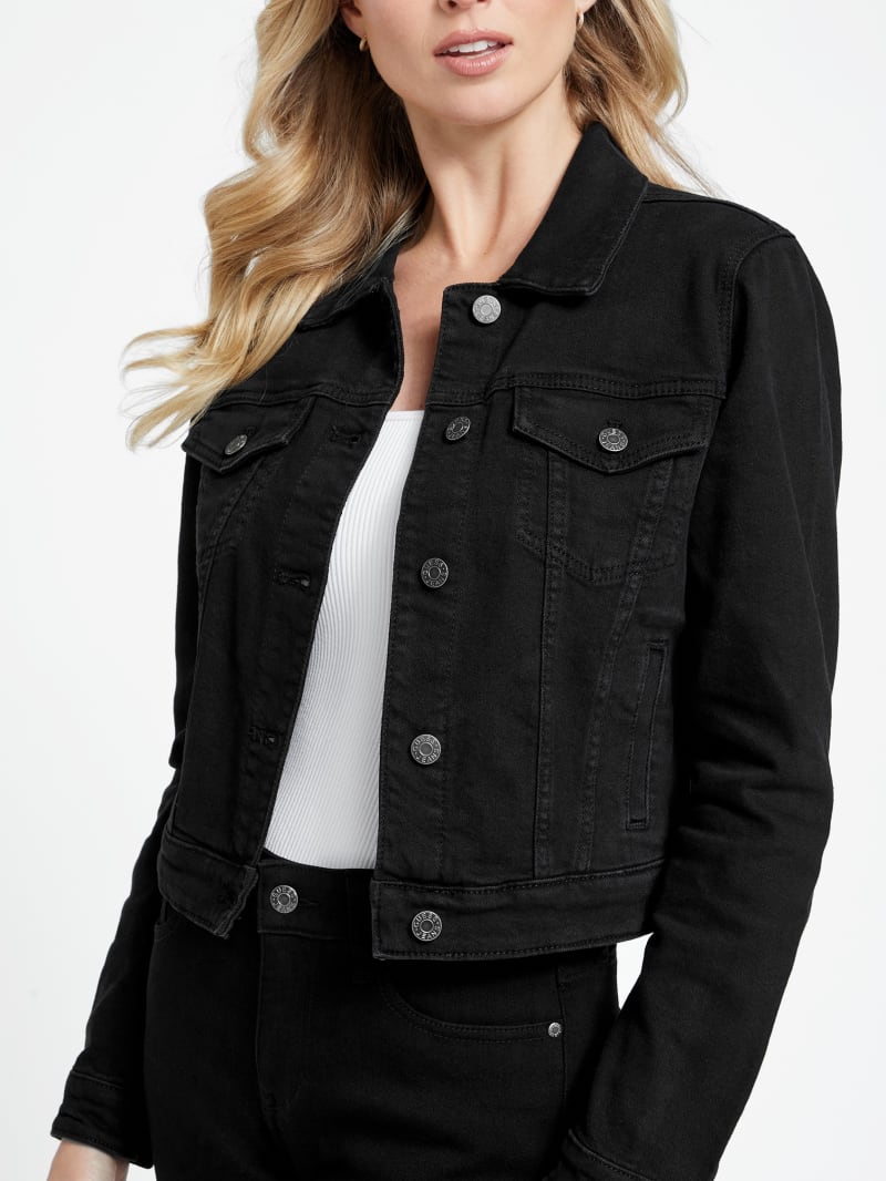 Black guess jean jacket discount