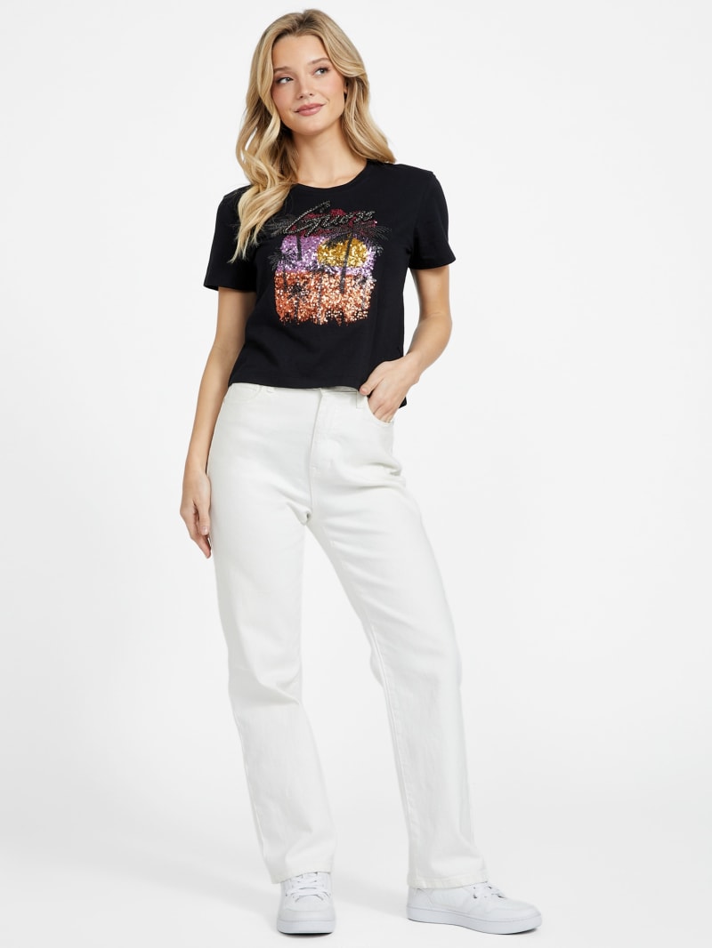 ゲス GUESS CN Ss l Logo Cropped Tee （JBLK） Sunley Crop Tee | GUESS Factory Ca