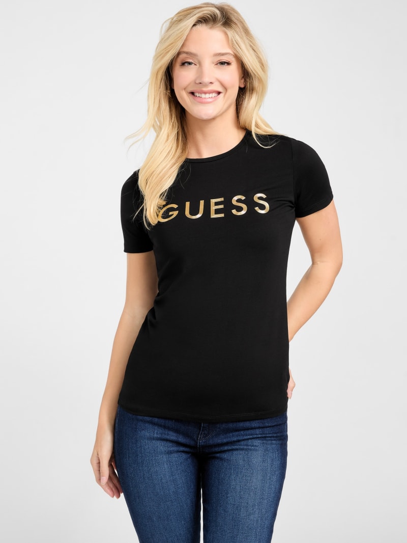 Guess logo t shirt women's 2025