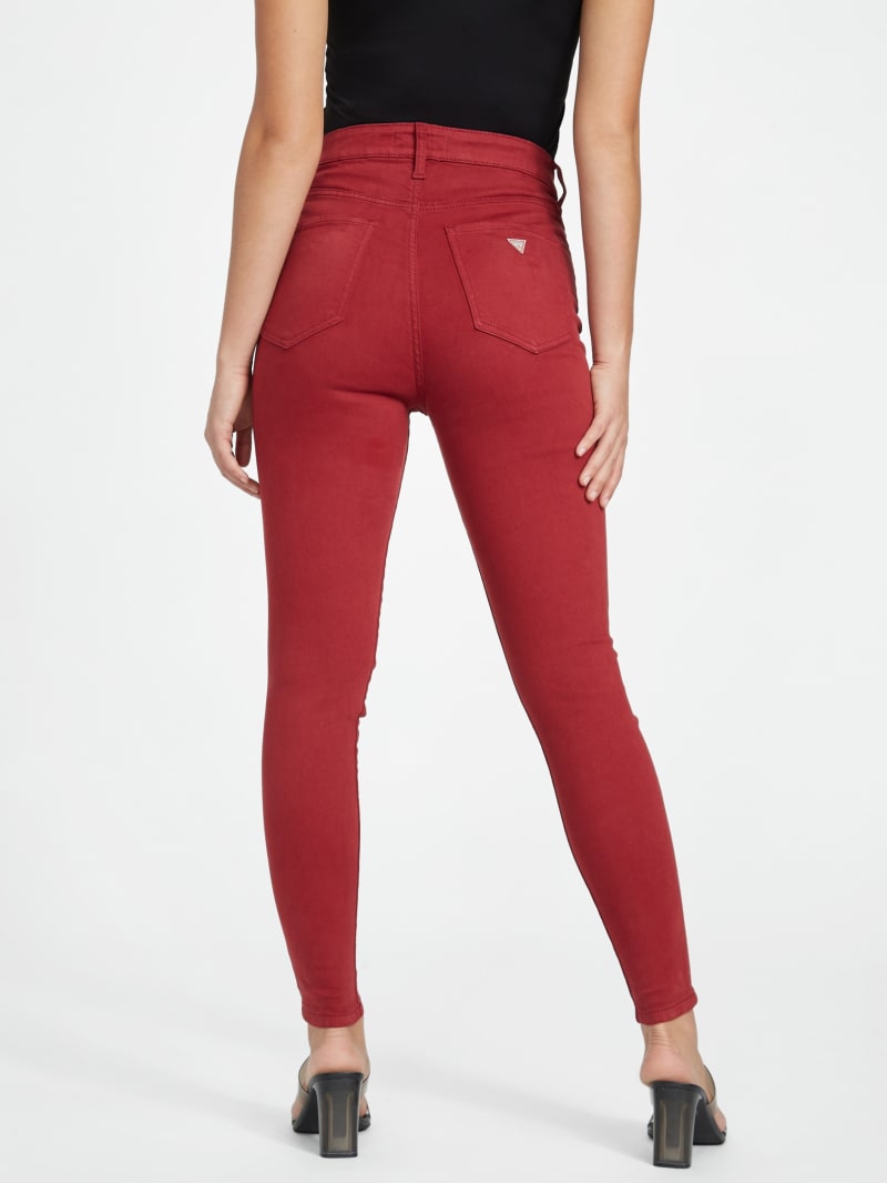 Super High Waisted Stretchy Skinny Jeans - Red –