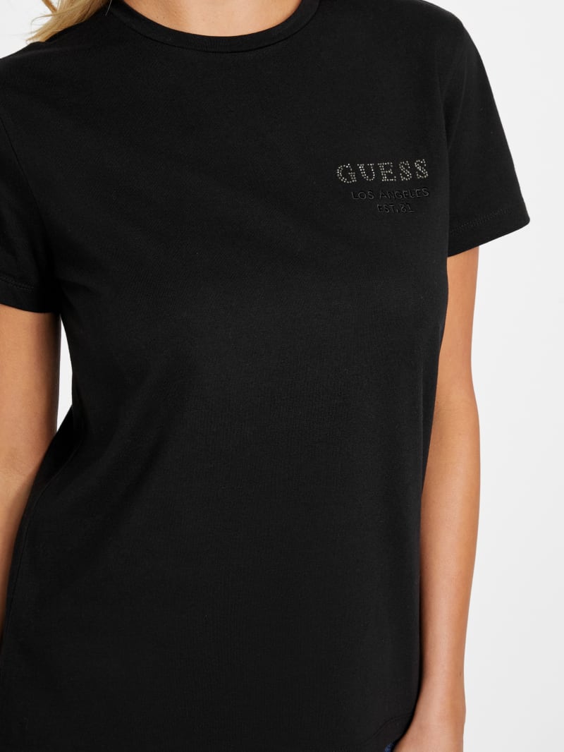 (取寄) スキン レディース カリ Tシャツ Skin women Cali T-shirt Black Eco Bobbi Relaxed Tee | GUESS Factory