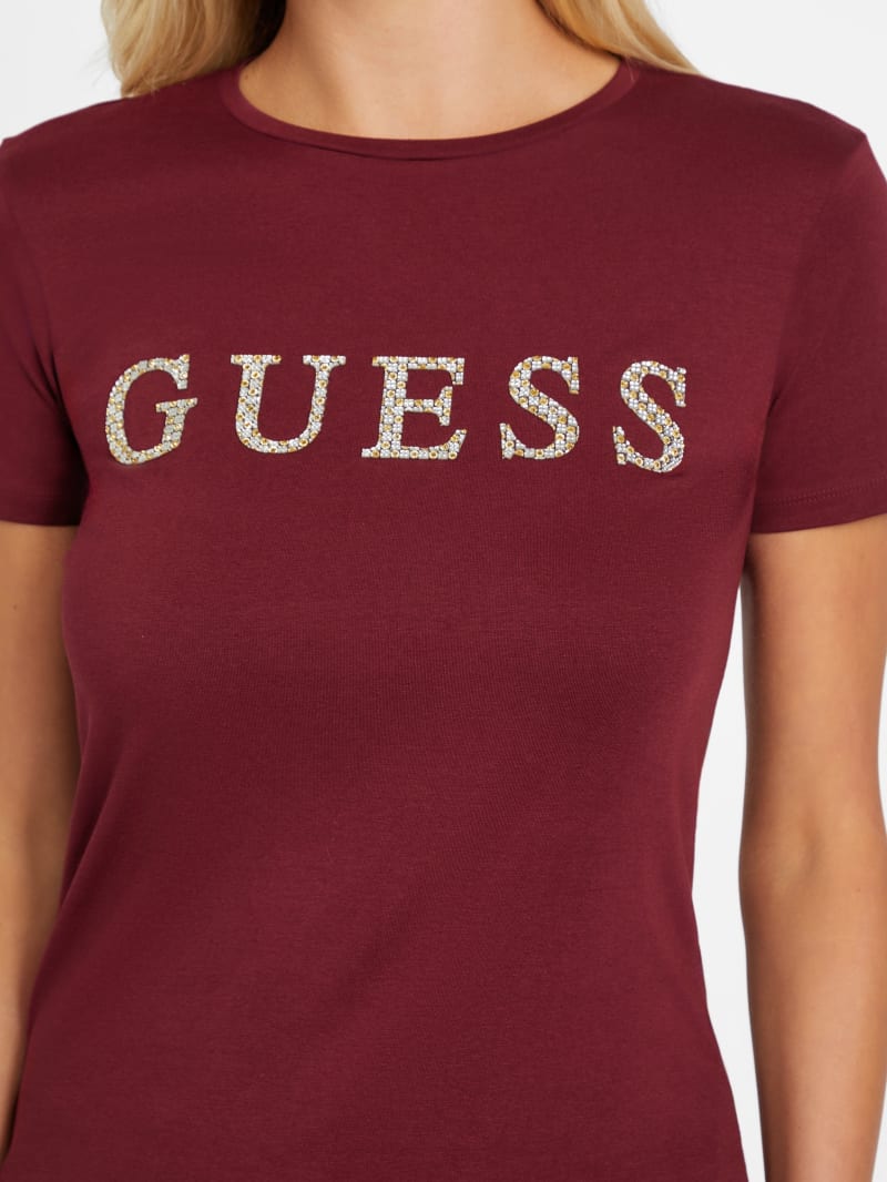 Peppa Rhinestone Logo Tee | GUESS Factory