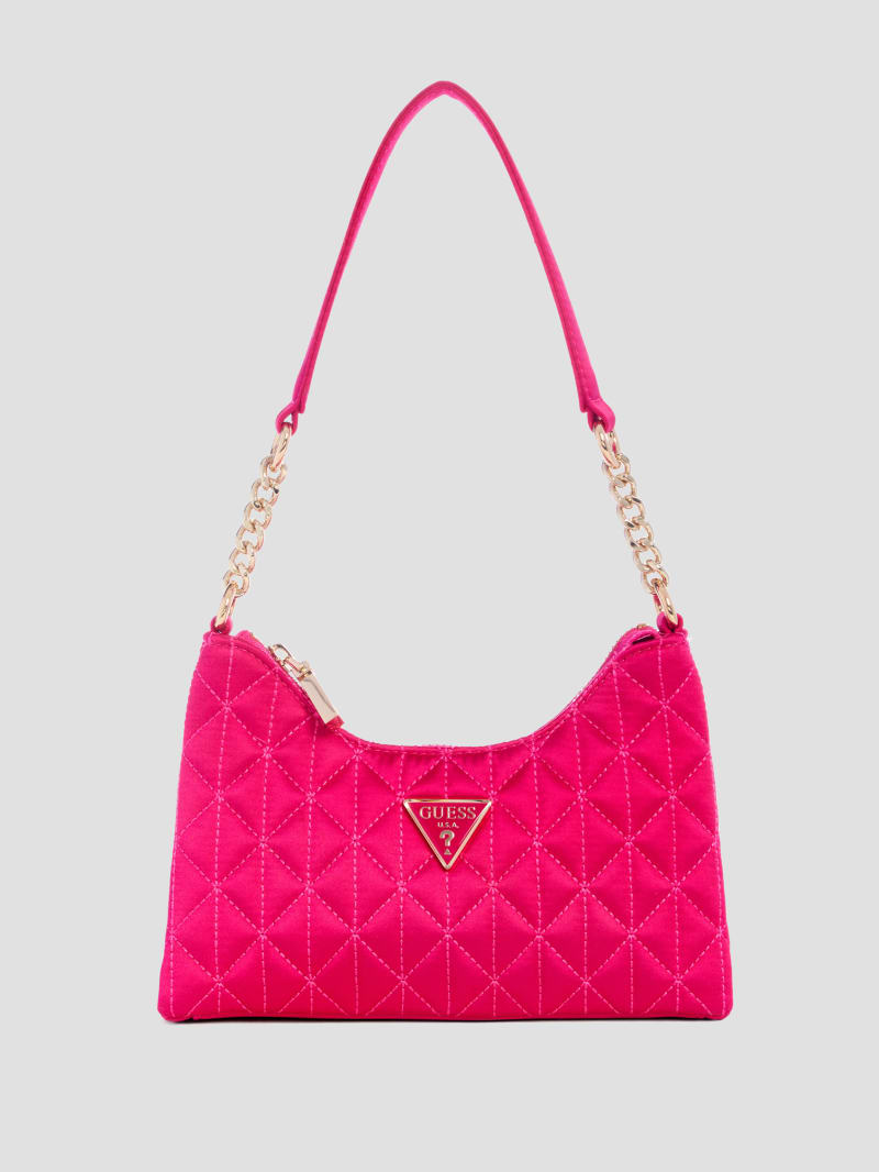 Velina Quilted Satin Mini Shoulder Bag GUESS