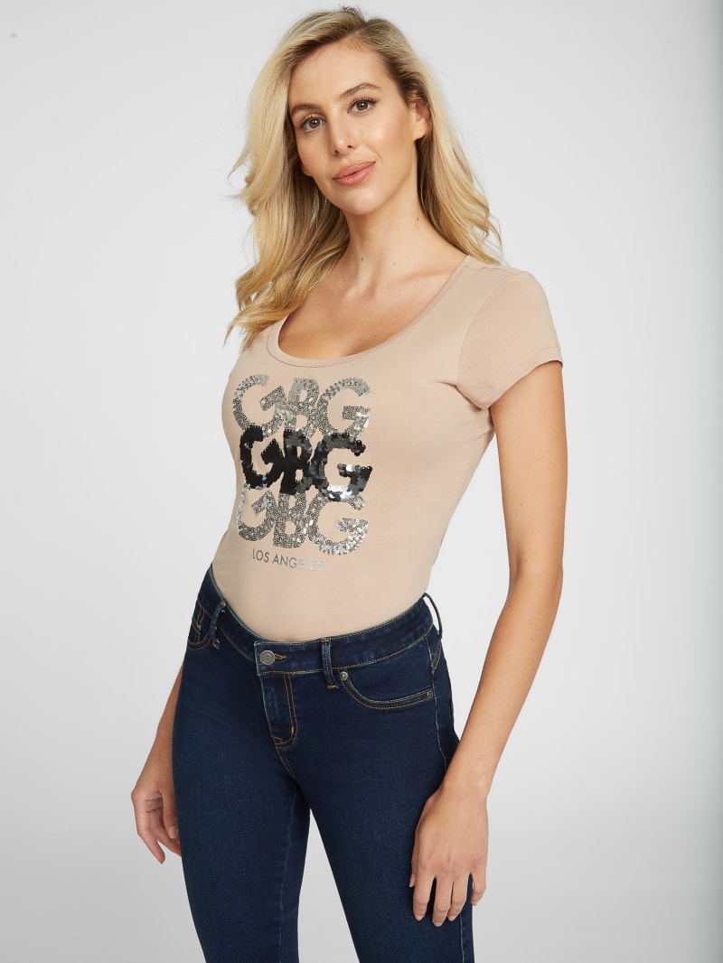 Amanda Sequin Logo Tee