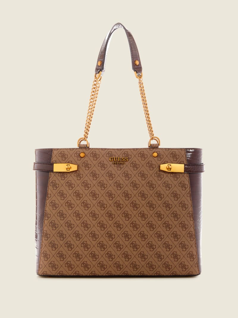 Guess Zadie Logo Girlfriend Tote - Brown - One Size