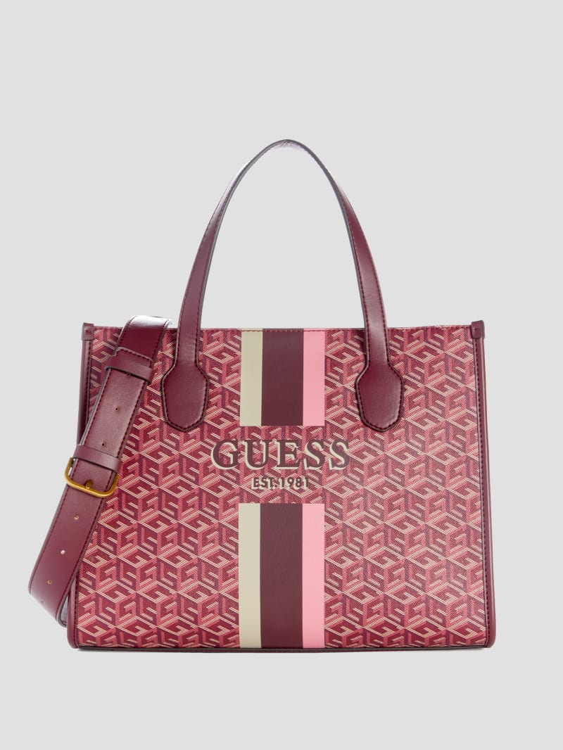 Guess Silvana Mini Woven Handbag Brown