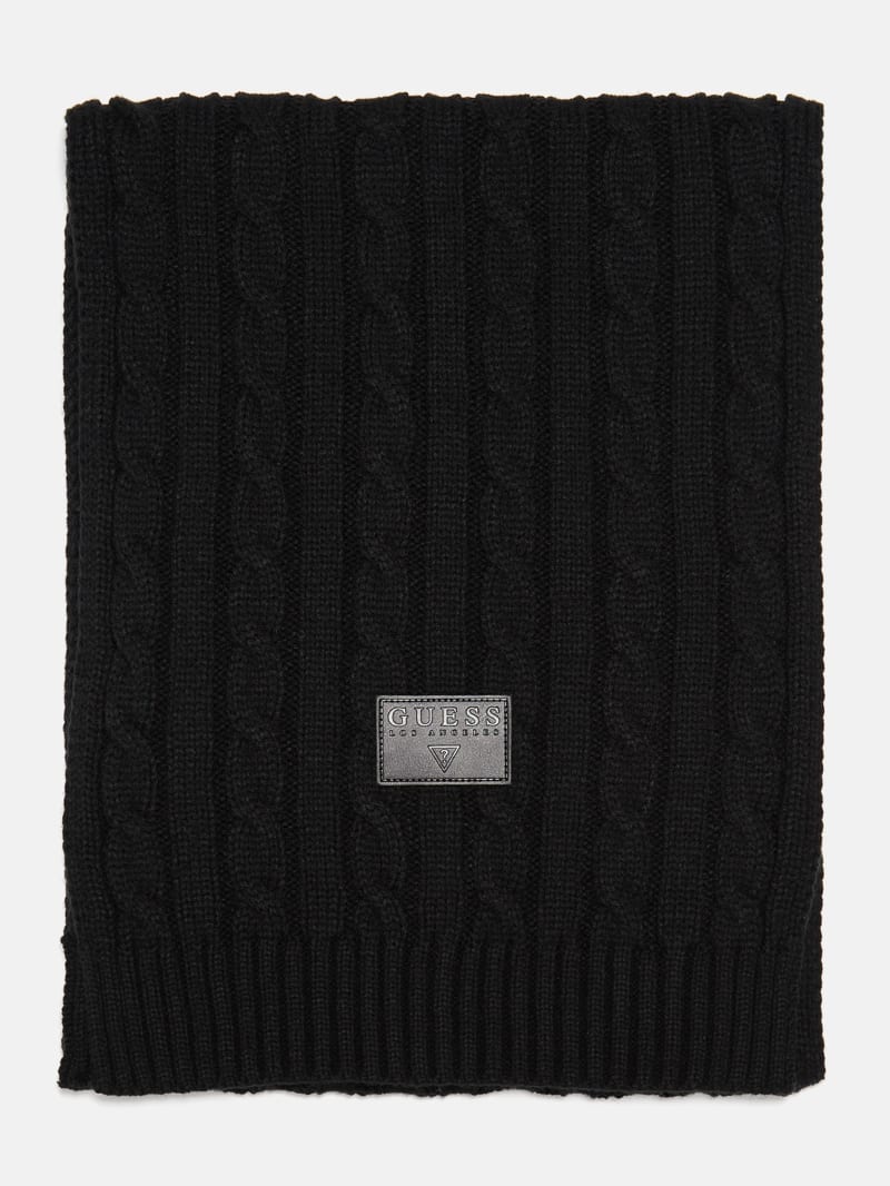 Cable-Knit Logo Patch Scarf | GUESS Factory