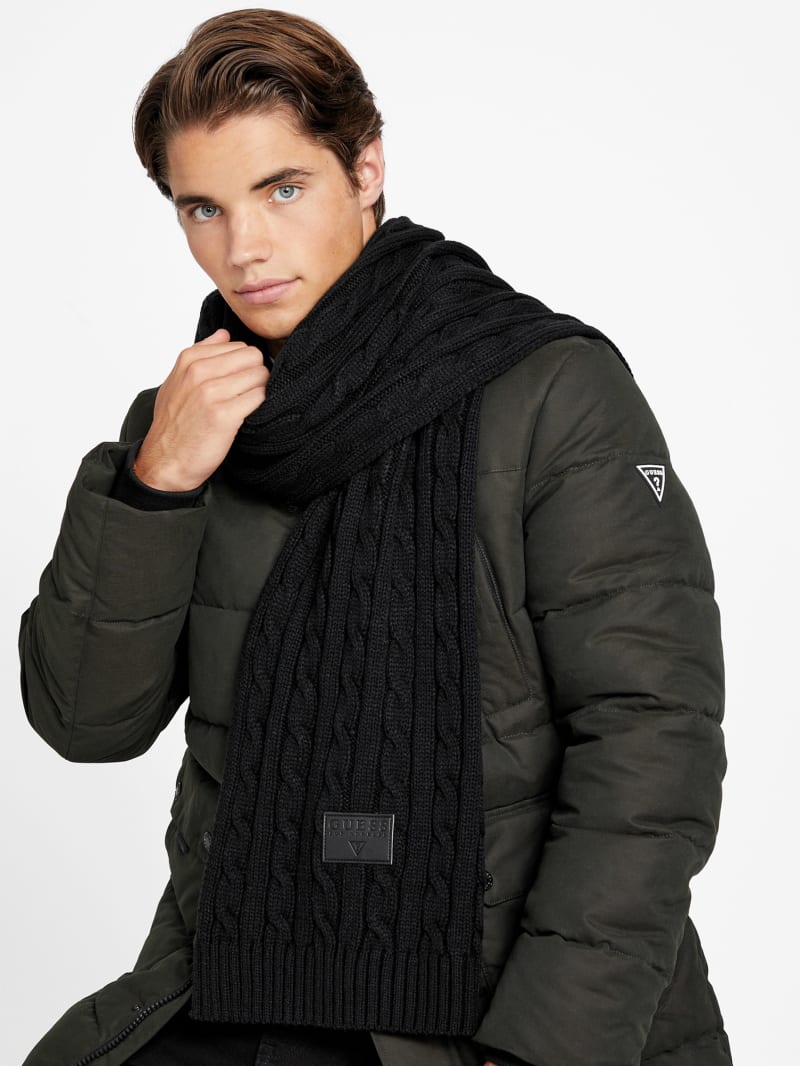 Cable Knit Logo Patch Scarf