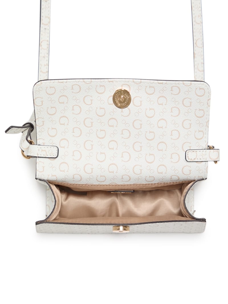 ★MEENDERI★FLUFFY LOGO MINI BAG - IVORY★正規品/直送料込 Eldoria Logo Mini Crossbody | GUESS Factory Ca