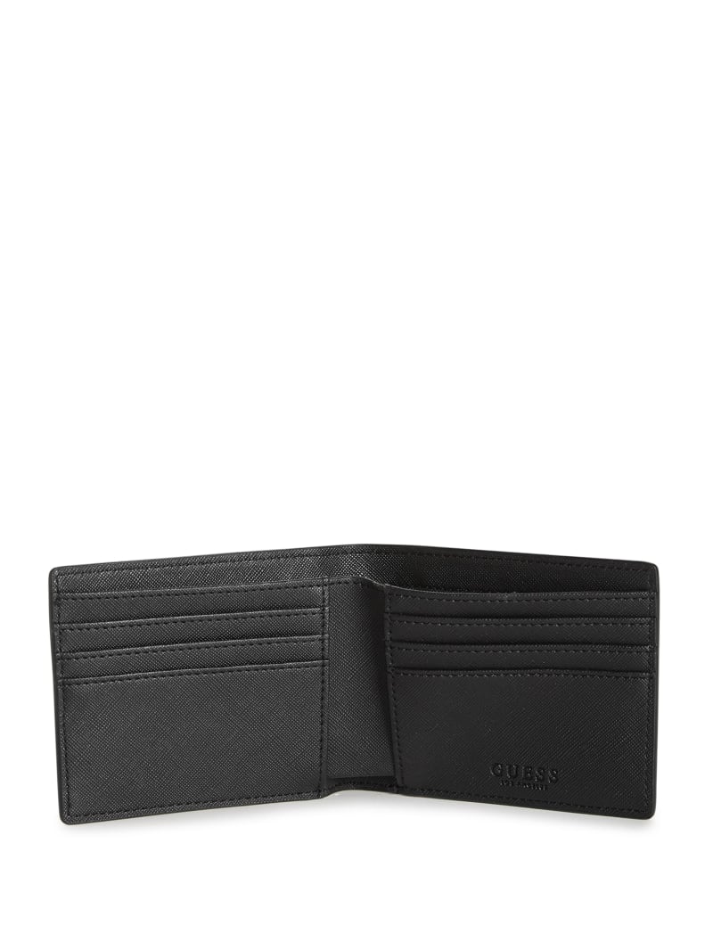 Crosshatched Faux-Leather Bifold Wallet | GUESS Factory Ca