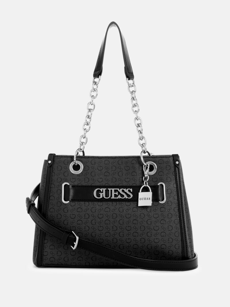 Guess logo satchel handbags hot sale