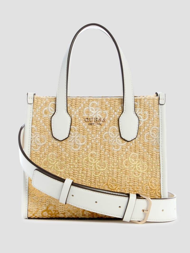 ★TOUT Y EST★ SILVANA herringbone raffia mini tote bag HO1A Silvana Raffia Mini Tote | GUESS
