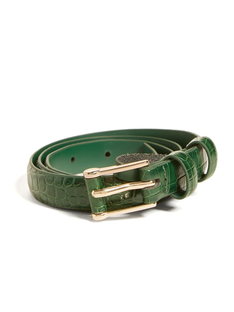 Green clearance croc belt
