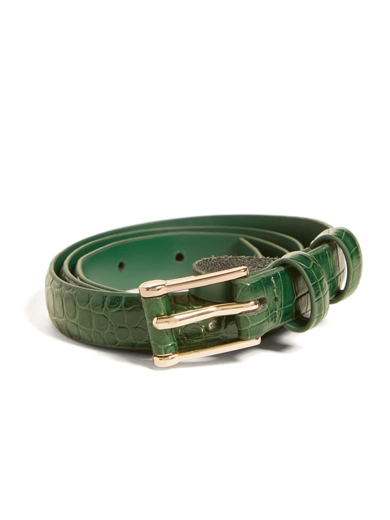 Cotton Stretch Belt Crocodile Tab Solid Turquoise