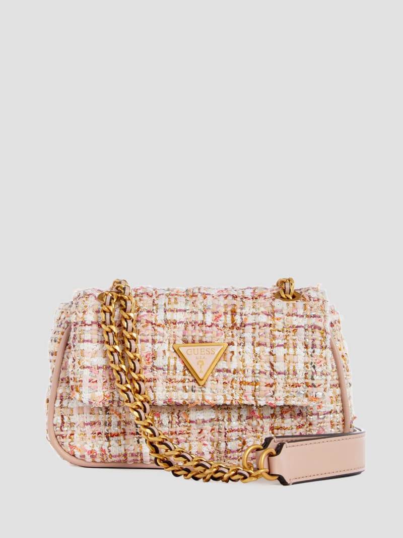 Guess Giully Quilted Tweed Mini Convertible Crossbody Bag - Grey Multi