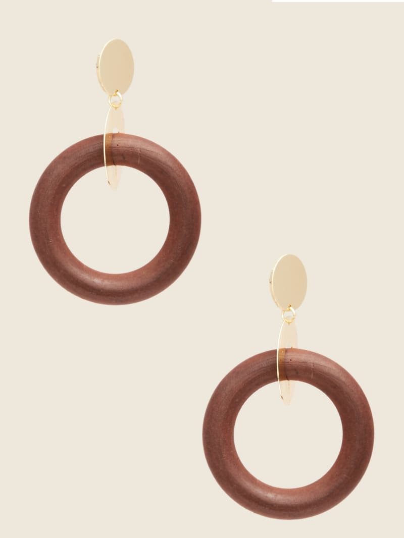 14K Gold-Plated and Wood Statement Earring