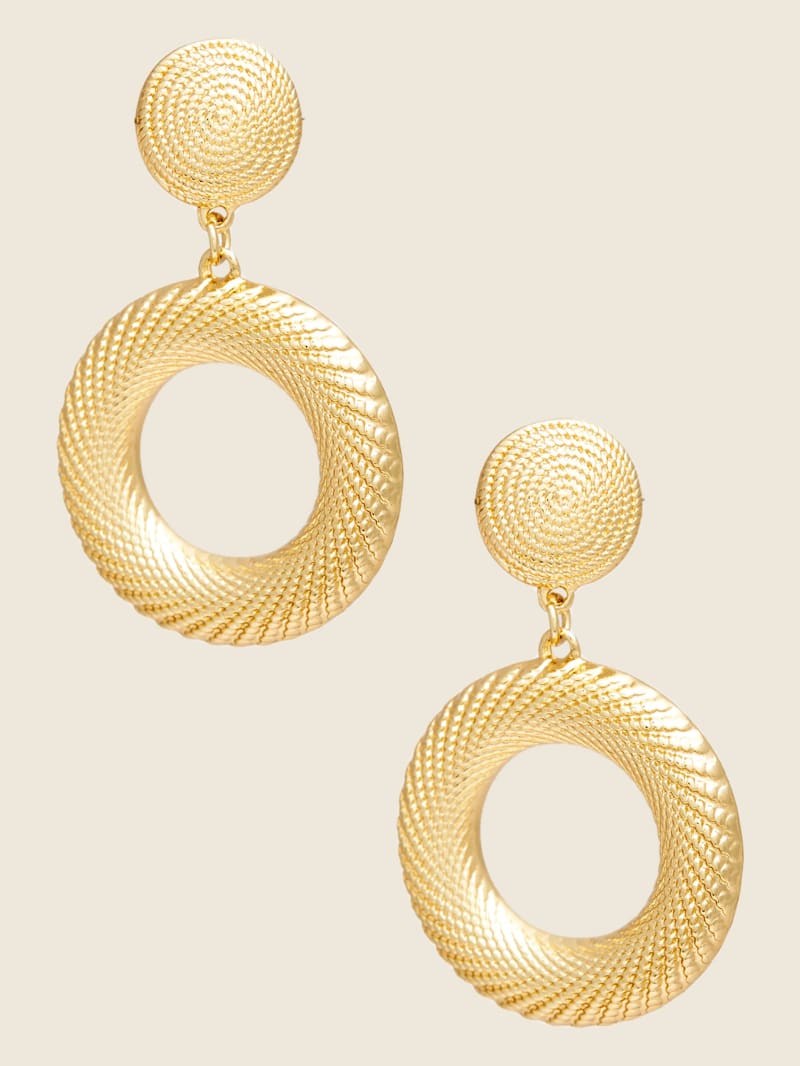 14K Gold-Plated Textured Drop Earring