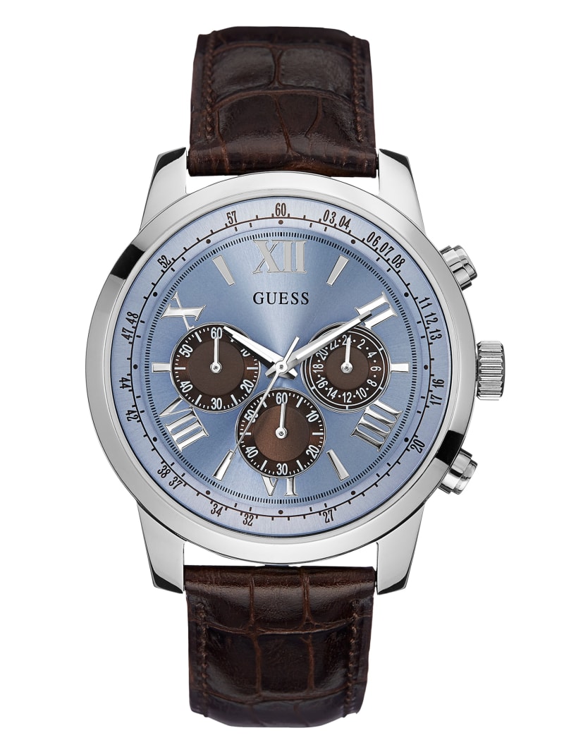 優待特典一覧 Multifunction Silver-Tone and Blue Watch Factory GUESS | ボディ・フェイスケア