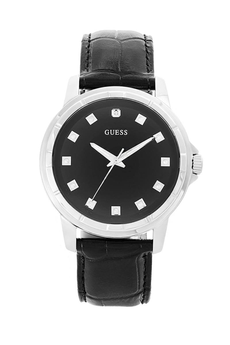Black Leather Watch | GUESS Factory
