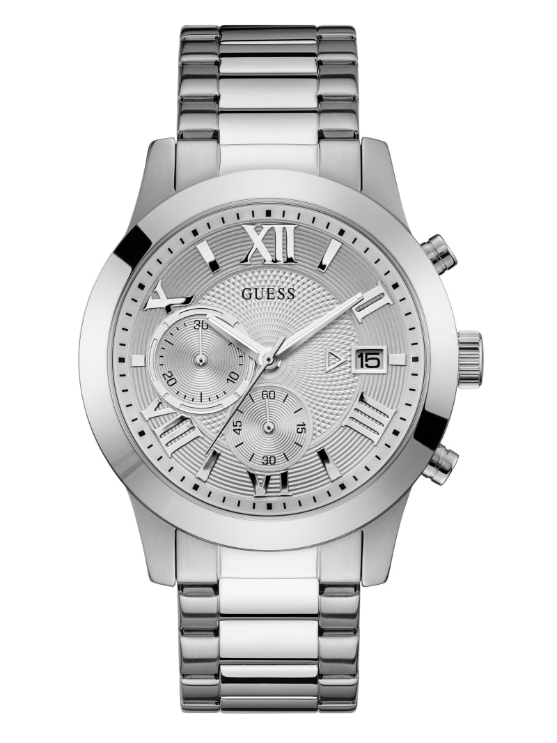 Guess Brand Mens Stainless Steel Silver Tone Chronograph Look Style ...