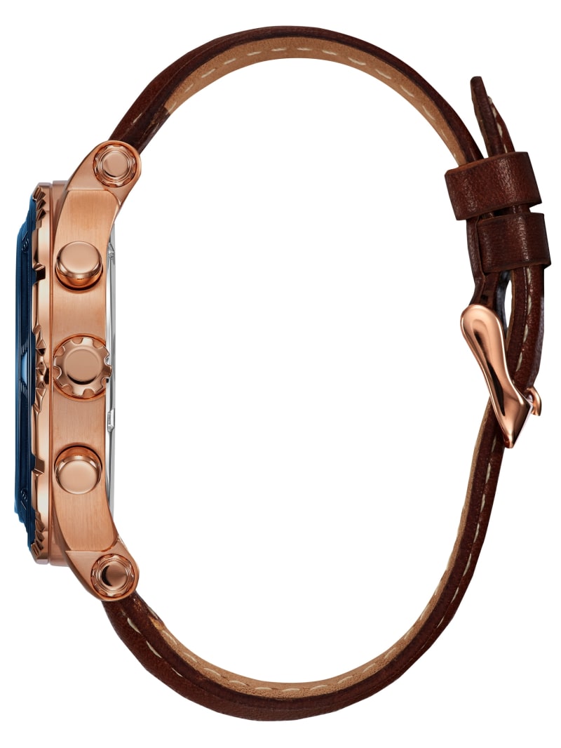 Guess mens watch brown leather strap cheap