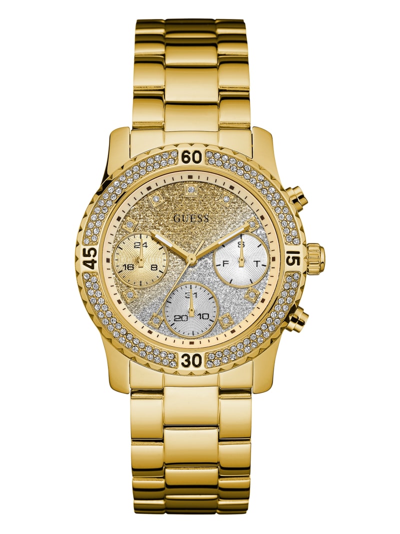 Gold-Tone Ombre Shimmer Multifunction Watch | GUESS Factory