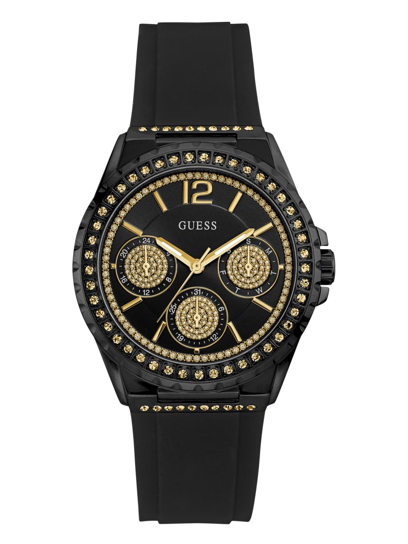 Black And Crystal Multifunction Watch