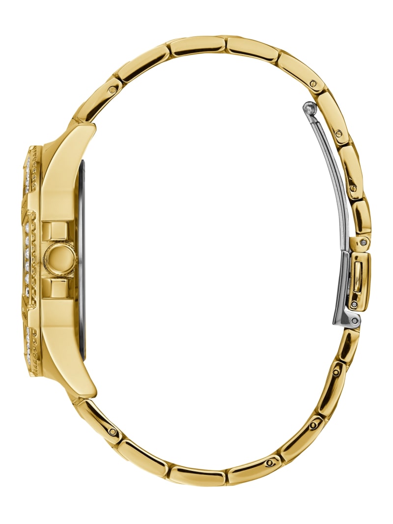 Rhinestone Gold Tone Multifunction Watch GUESS Canada