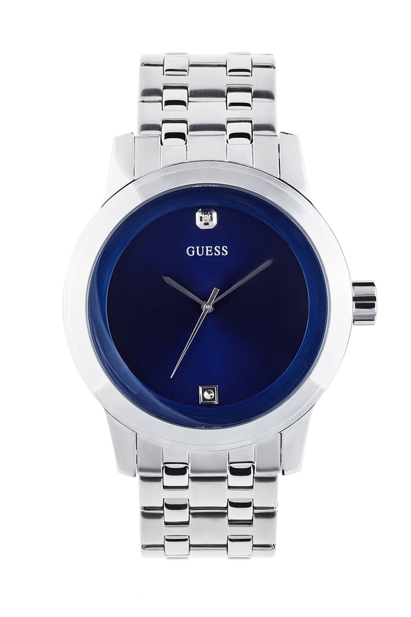Blue and Silver Tone Diamond Dress Watch GUESS Factory