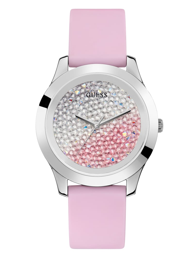 Pink Rhinestone Silicone Watch