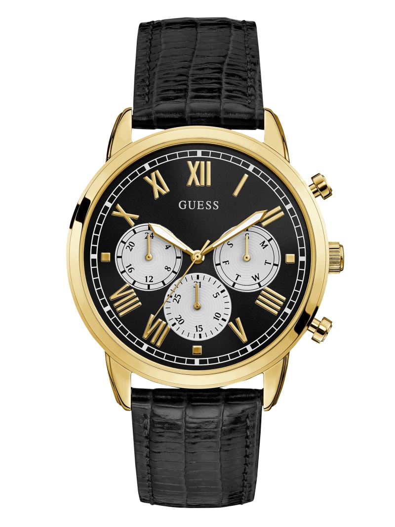 Black and GoldTone Chronograph Watch GUESS