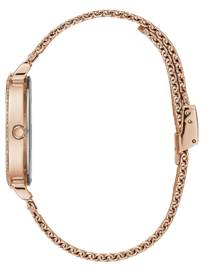 Guess Rose Gold-Tone Mesh And Crystal Analog Watch. 2