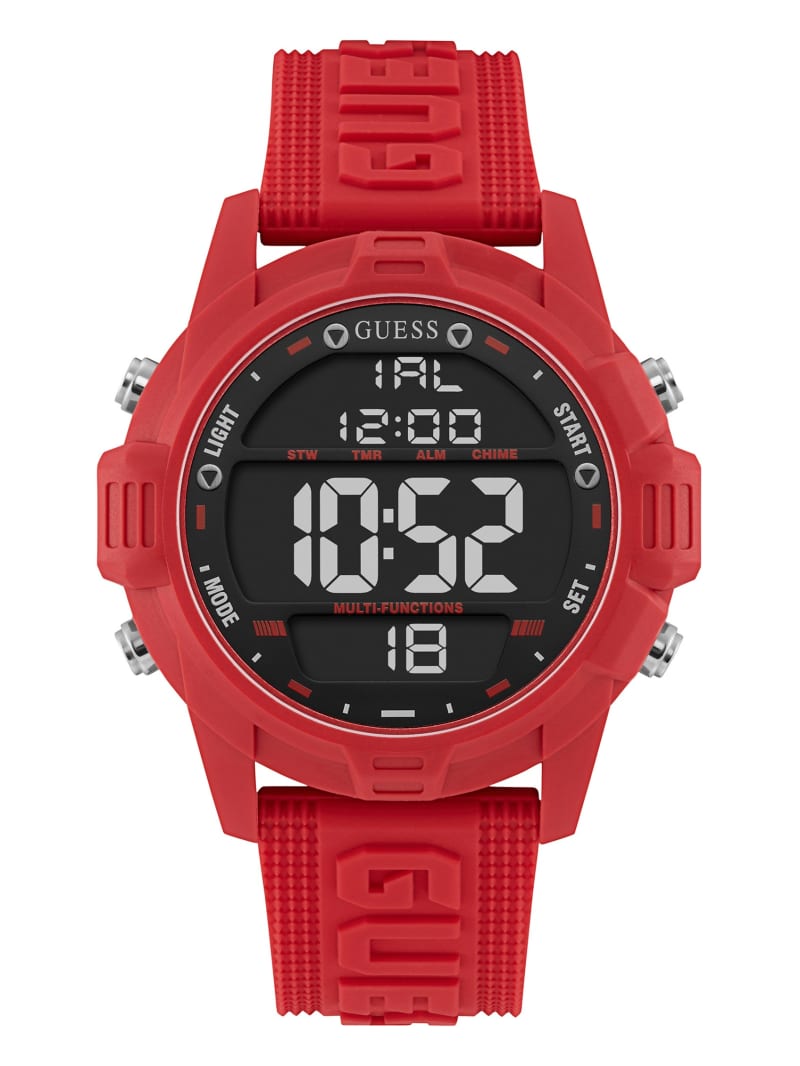 Guess Oversized Red Silicone Analog and Digital Watch. 1