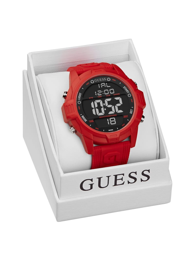 Guess Oversized Red Silicone Analog and Digital Watch. 3