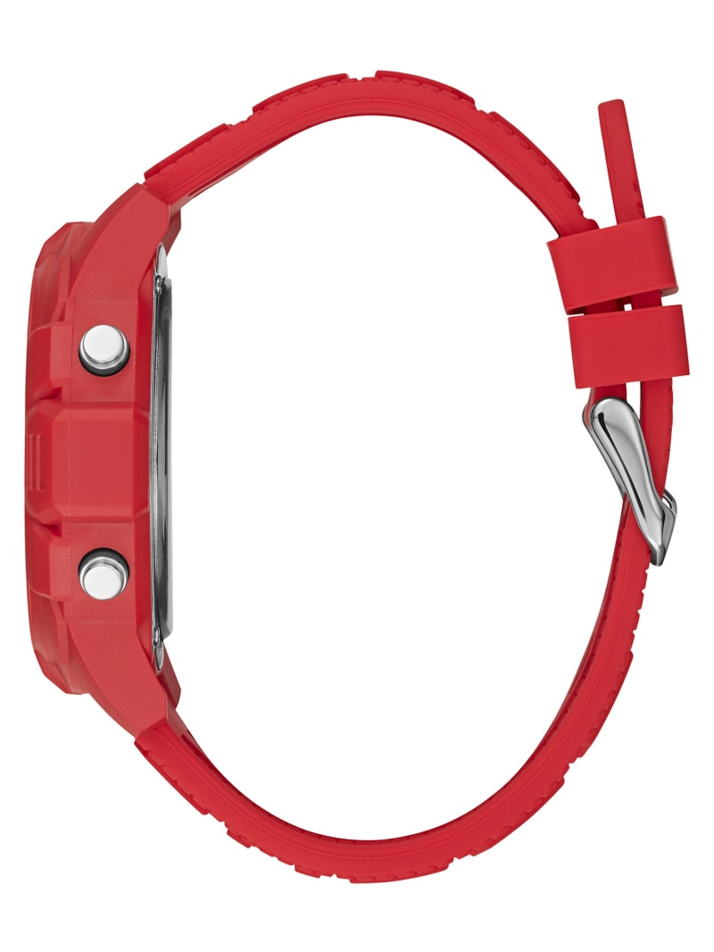 Guess Oversized Red Silicone Analog and Digital Watch. 5