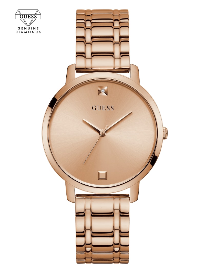 Guess Rose Gold-Tone Diamond Analog Watch. 1